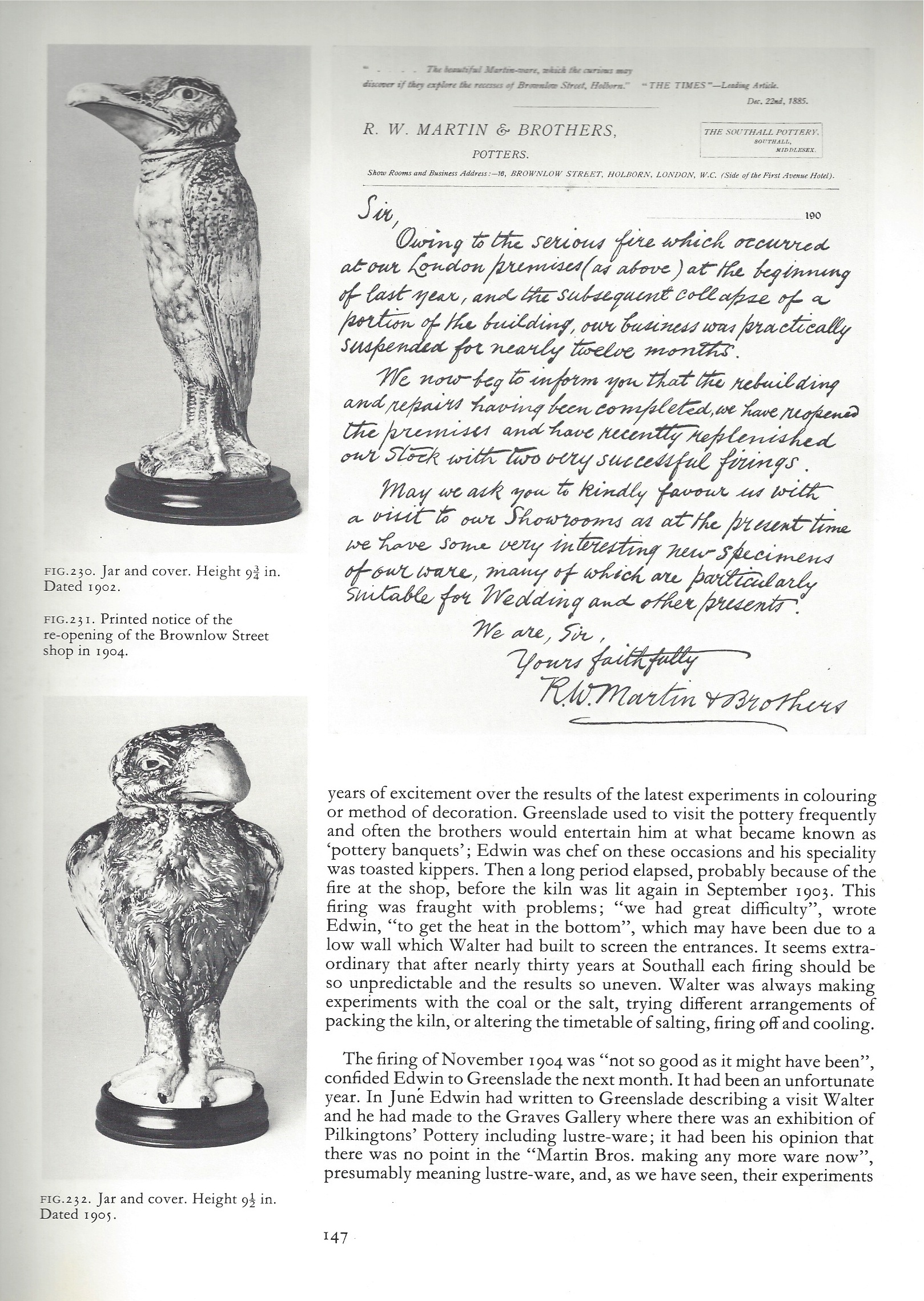 Martin Brothers Kingfisher Bird Jar